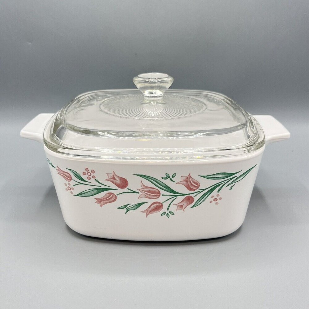 Vtg Corning A-1.5-B 1.5 Liter Casserole Dish Rosemarie Design & Pyrex Lid